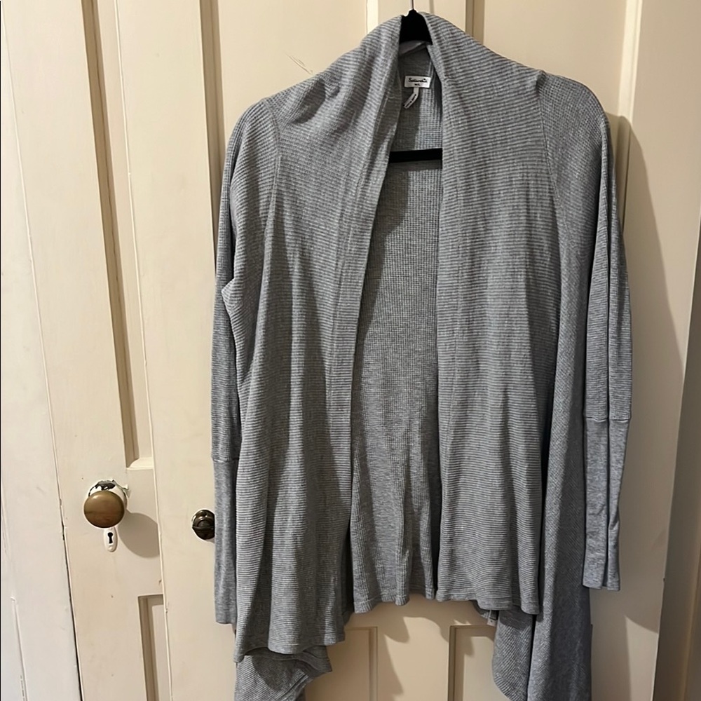 Splendid Gray Open Front Thermal Women's Cardigan